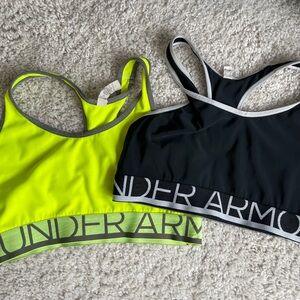 Under Armour Neon Yellow and Black Sports Bras